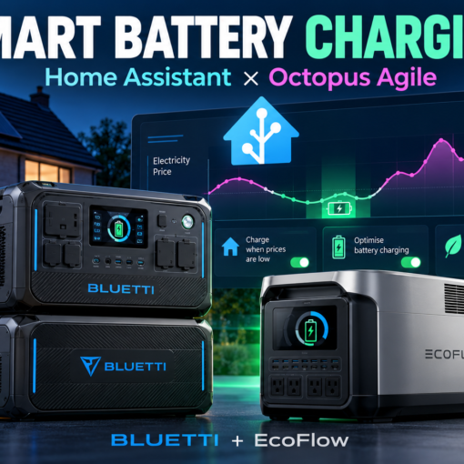 BLUETTI and EcoFlow batteries with Home Assistant planning charging around Octopus Agile electricity prices.